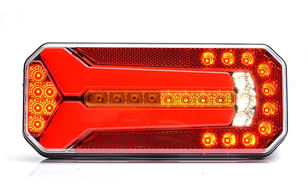 LED Zadní skupinová svítilna WAŚ s dynamickým pozičním světlem, 12V-24V, ECE, IP 66/68, univerzální