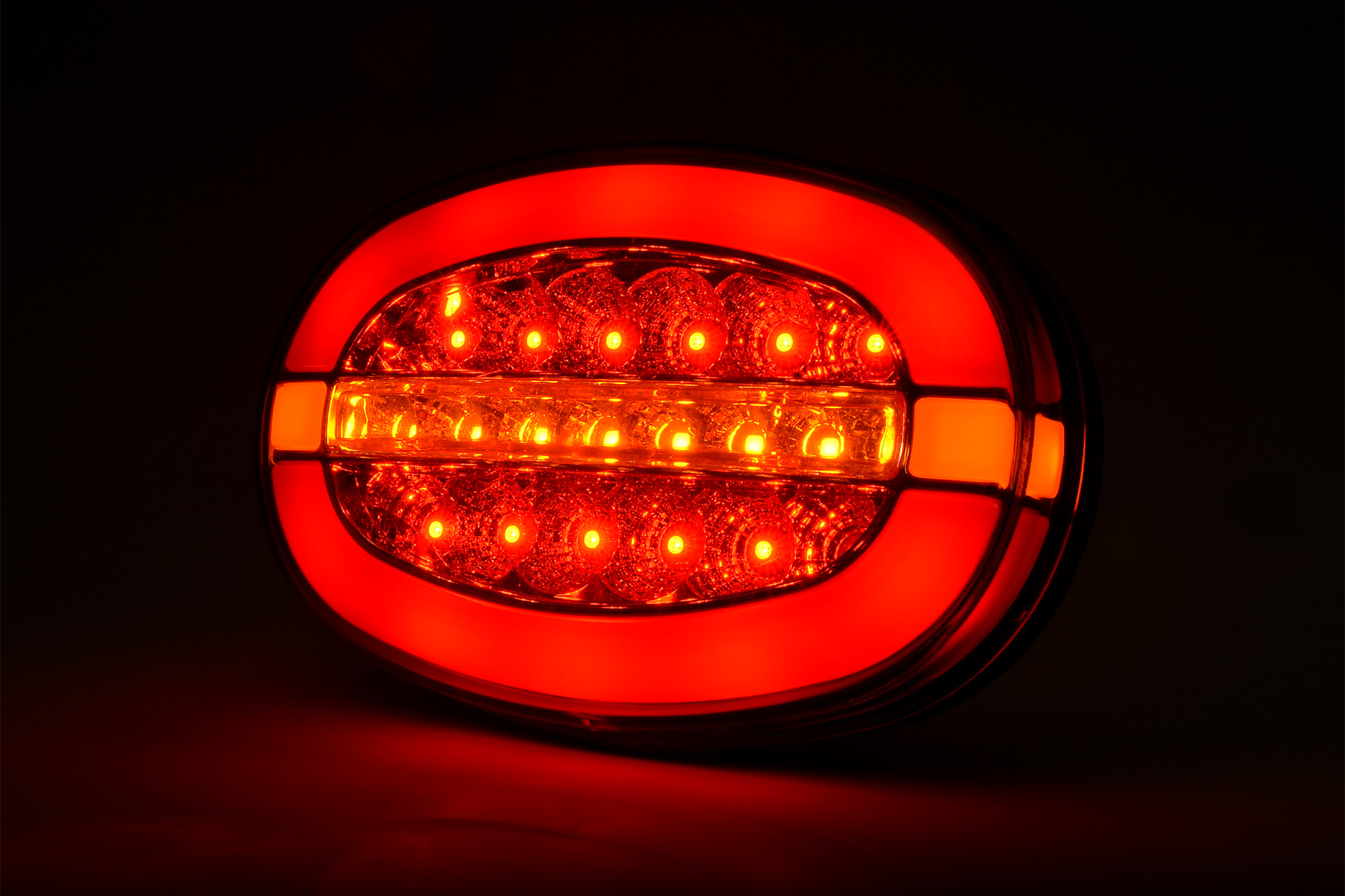 LED Zadní skupinová svítilna WAŚ s dynamickým světlem, 12V-24V, ECE, IP6K9K, univerzální