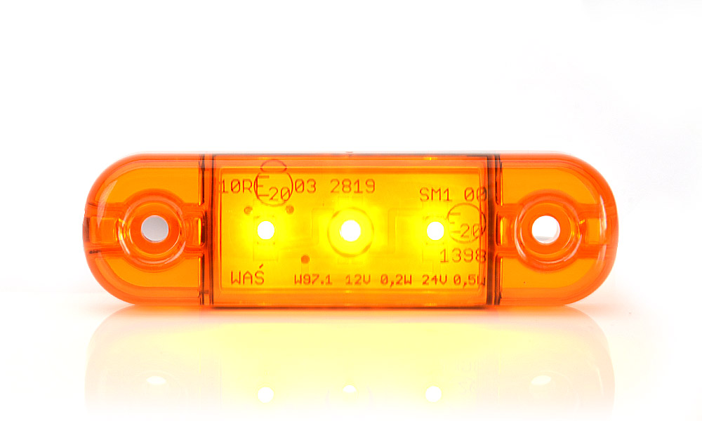 LED poziční světlo oranžové plexi WAŚ, 12V-24V, ECE, IP 66/68, univerzální