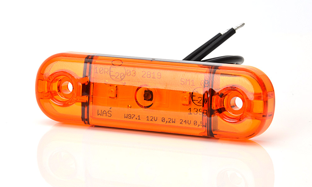 LED poziční světlo oranžové plexi WAŚ, 12V-24V, ECE, IP 66/68, univerzální