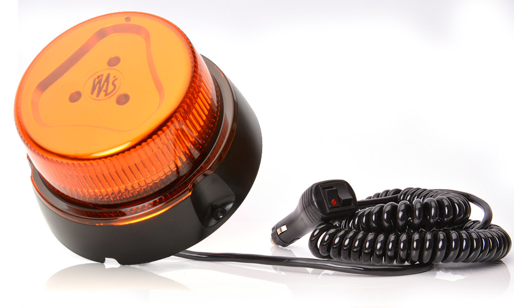 LED Maják Waś 12/24V, Magnet, Autozapalovač, 3m kabel, ECE, SAE/DOT- Oranžový