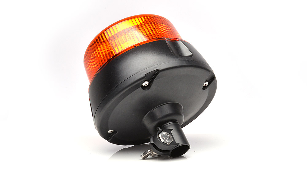 LED Maják (1 program, žlutý kryt, na tyč, se zástrčkou) WAŚ, 12V-24V, ECE, SAE/DOT, IP 66/68, univerzální