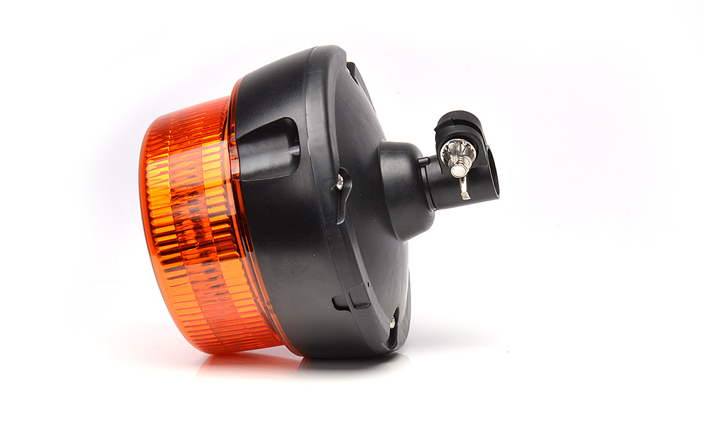 LED Maják (1 program, žlutý kryt, na tyč, se zástrčkou) WAŚ, 12V-24V, ECE, SAE/DOT, IP 66/68, univerzální