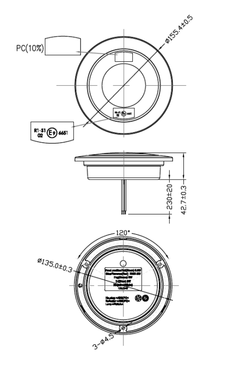 Couvací LED světlo Chrom "Bulls eye" Chrom 10- 30V