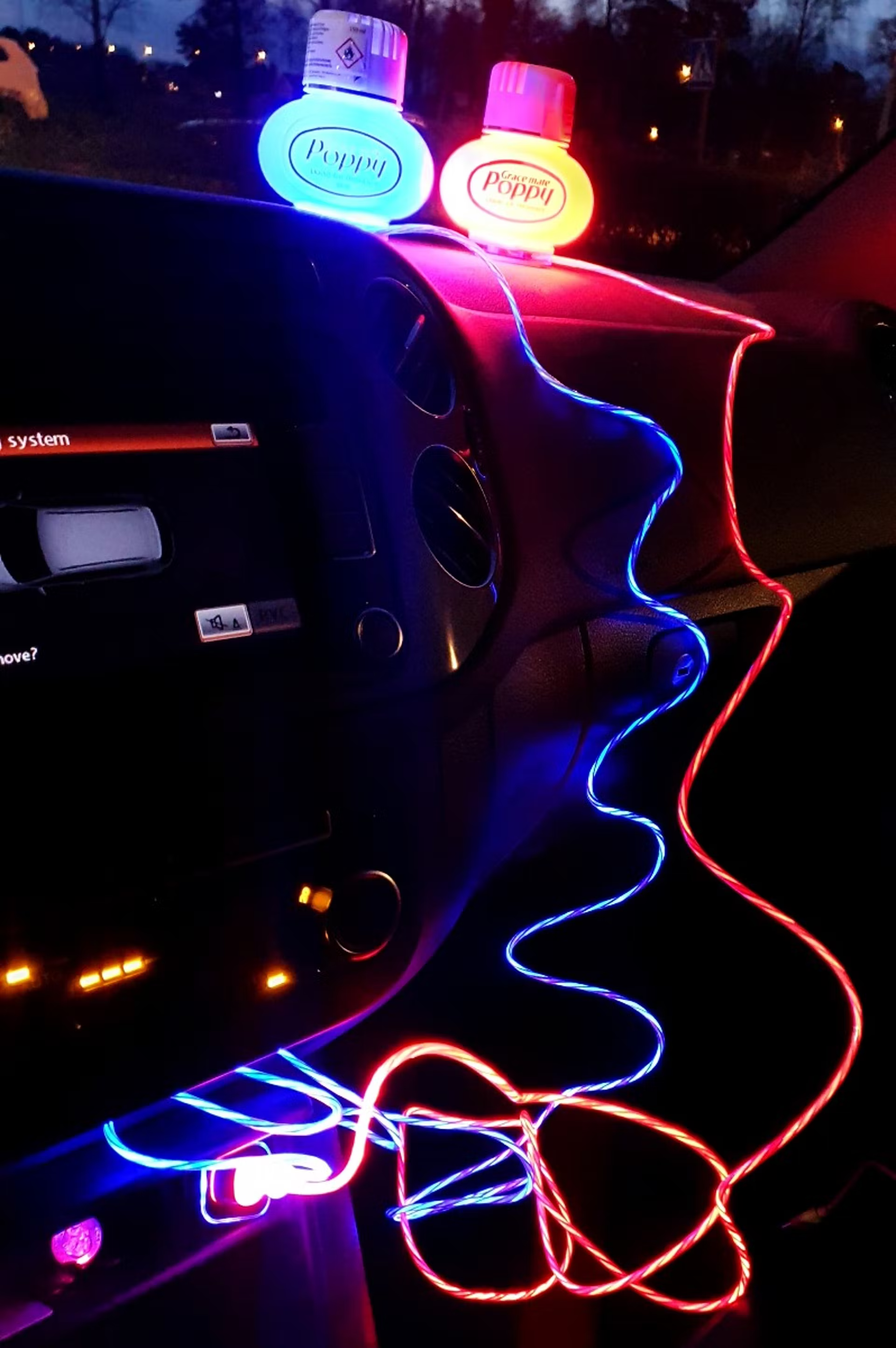 Modré podsvícení POPPY se svítícím kabelem USB