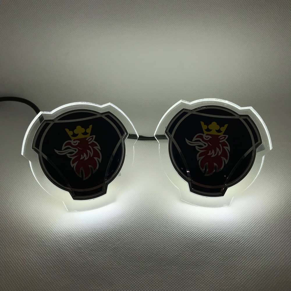 LED podsvícený znak Scania Griffin Modrý 24V, Oranžová 2ks