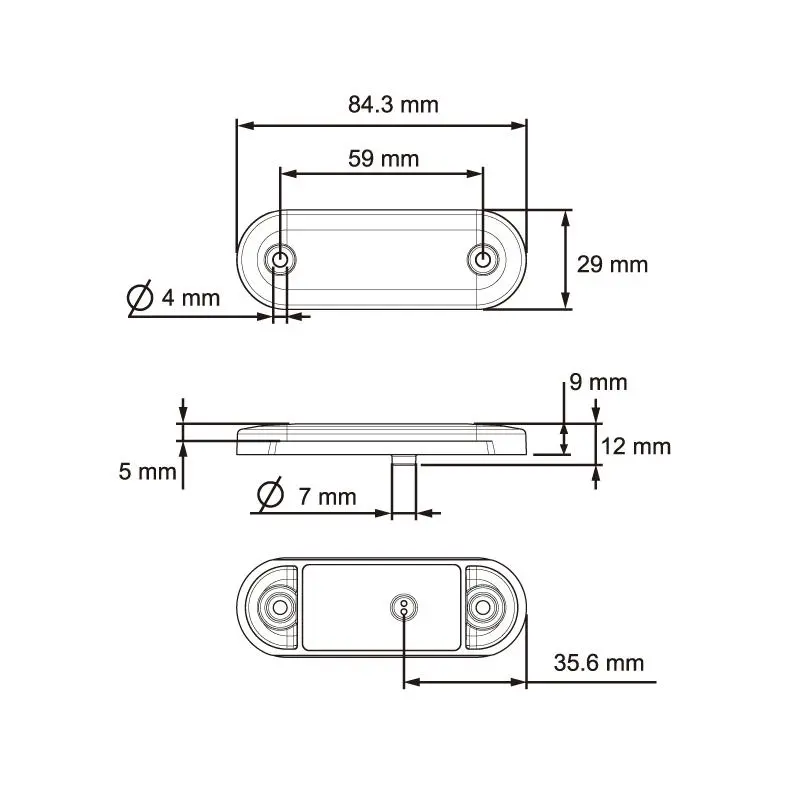 LED poziční světlo Lucidity 12- 24V, 3 LED, ECE, ADR- kouřově červená