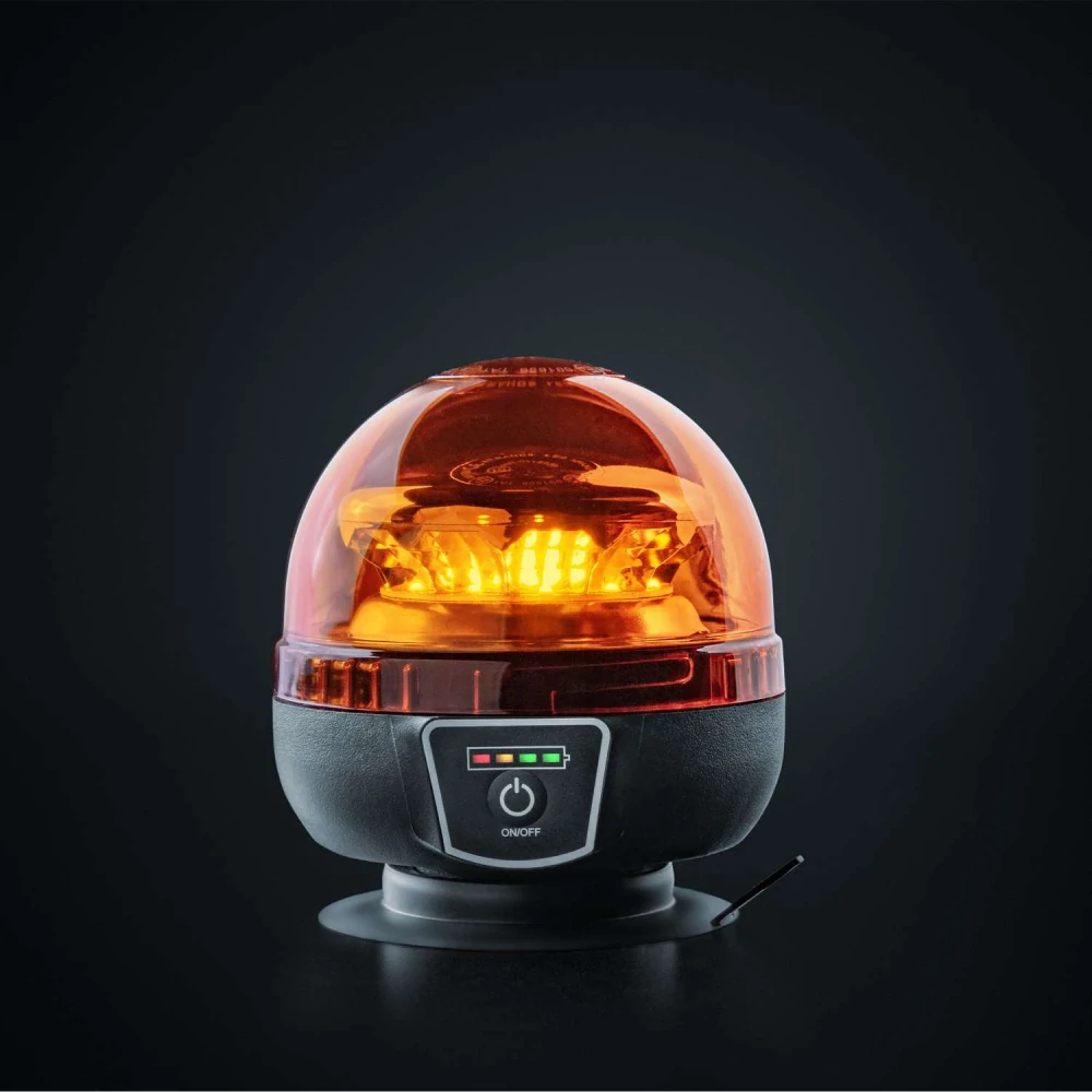 LED maják na magnet nabíjecí, Strands Big Energy 128mm- oranžové sklo