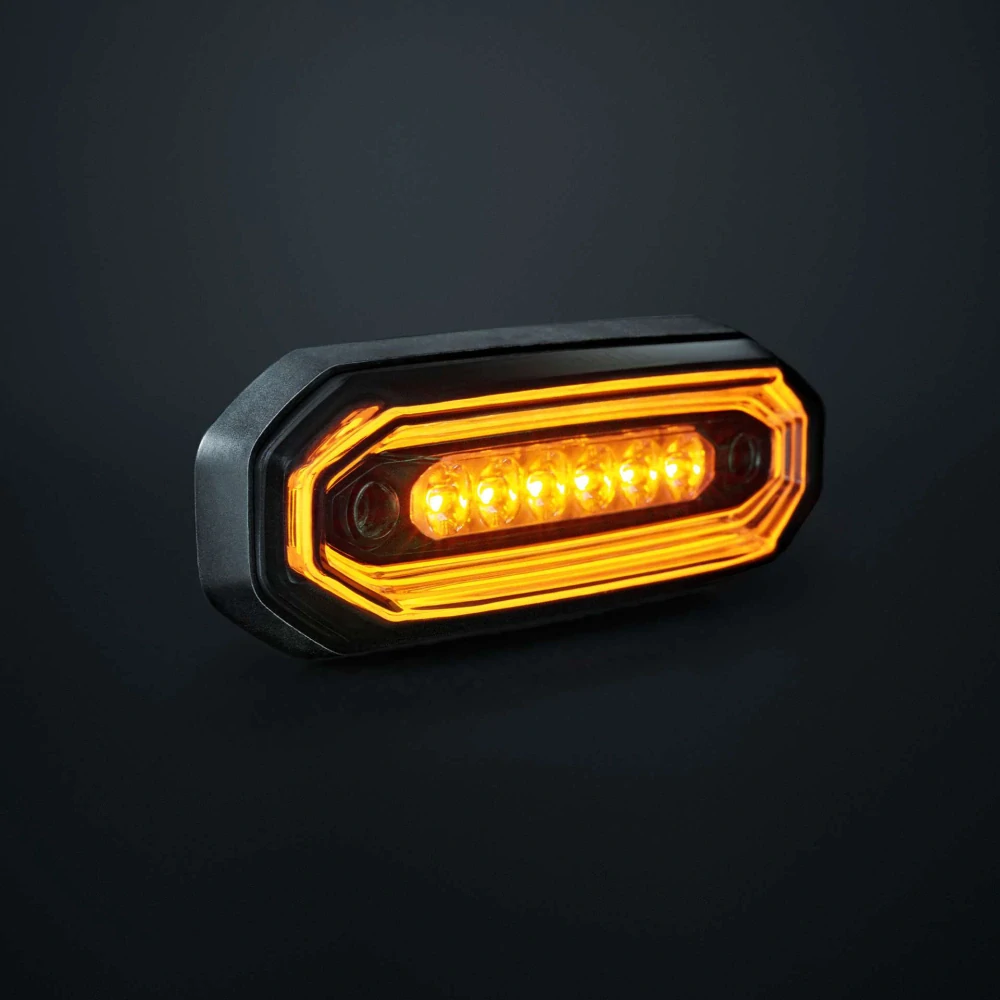 LED Výstražné světlo Strands FOR9T Aura, s pozičním světlem, 10-48V, ECE R10, R148, R65 - oranžové