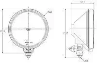 Reflektor SIM 223mm, 12-24V, H1, LED poziční světlo, čiré sklo