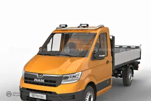 Střešní nerezový rám pro MAN TGE, VOLKSWAGEN CRAFTER - s kabeláží a 4 upínadly světel