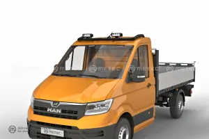 Střešní nerezový rám lakovaný pro MAN TGE, VOLKSWAGEN CRAFTER - s kabeláží a 4 upínadly světel
