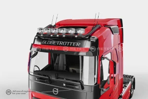 Střešní nerezový rám, kabeláž pro 6 světel | 6 Upínadel světel | 5 bílých LED, černý | VOLVO FH 13-, FH 20-, FH AERO 24-