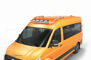 Střešní nerezový rám Metec, 4 fixní upínadla, kabeláž na 4 světla, pro Volkswagen CRAFTER, Man TGE