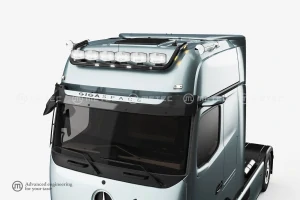 Střešní nerezový rám lakovaný, kabeláž pro 6 světel | 6 Upínadel světel | 3 bílé a 4 oranžové LED | MERCEDES - BENZ ACTROS 11-