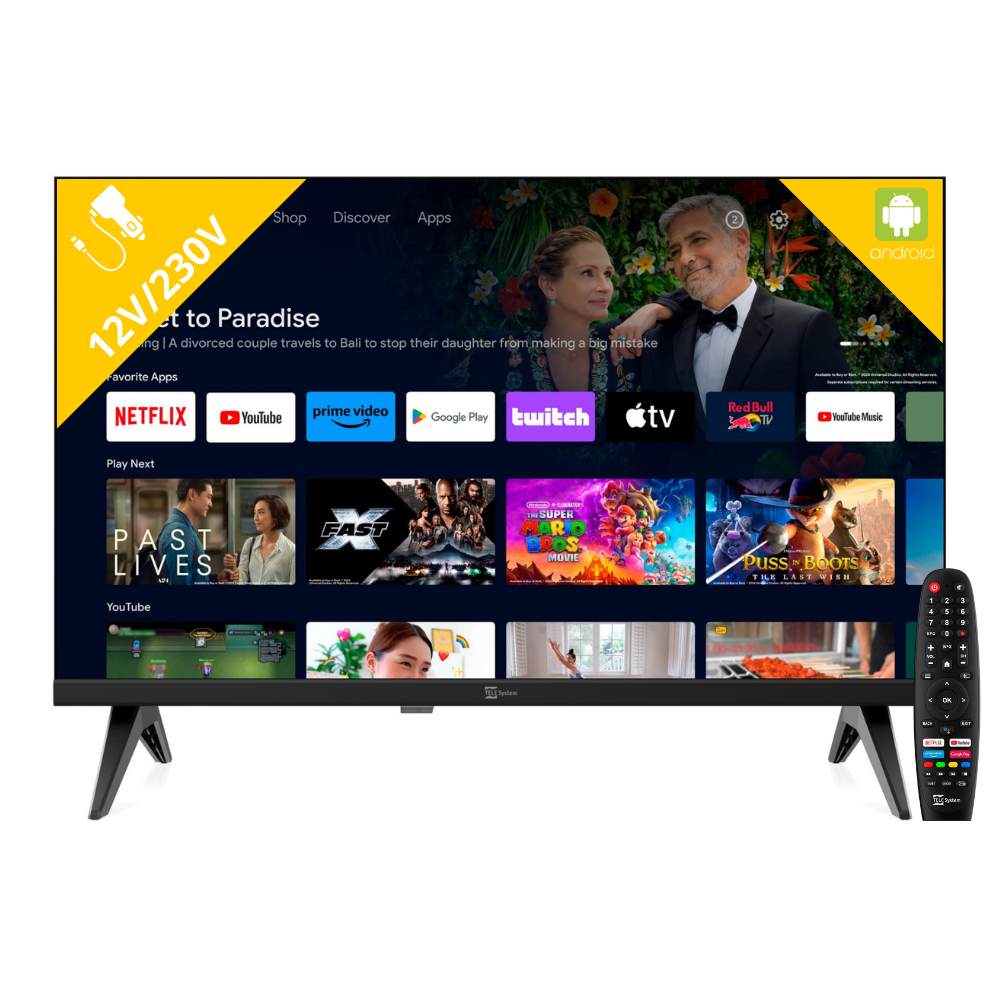 LED Smart TV 22" Android TV 12V/230V, 56 cm, Full HD, DVB-T2/S2 Karavan, kamion