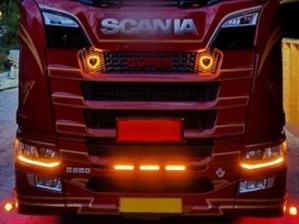 Oranžové LED moduly denního svícení, pro Scania NTG S, R, XT (2016-)