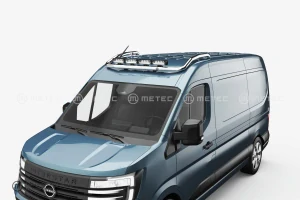 Střešní nerezový rám, 4 fixní upínadla světel, kabeláž, pro Nissan Interstar 24-, Renault Master 24-