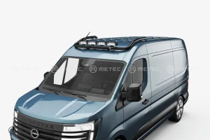 Střešní nerezový rám, 4 fixní upínadla, kabeláž, pro Nissan Interstar 24-, lakovaný