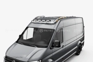 Střešní nerezový rám Metec, 4 fixní upínadla, 13 LED, kabeláž na 4 světla, pro Volkswagen CRAFTER