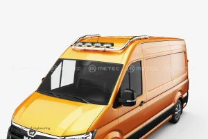 Střešní nerezový rám Metec, 4 fixní upínadla, 13 LED, kabeláž na 4 světla, pro MAN TGE