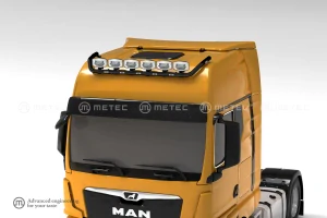 Střešní nerezový rám, kabeláž pro 6 světel | 6 Upínadel světel | 5 bílých a 2 oranžové LED | MAN TGX 20-, lakovaný