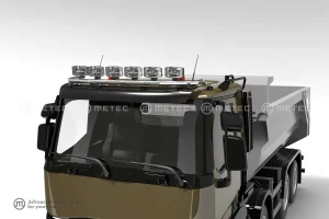 Střešní nerezový rám, 3 bílé a 2 oranžové LED, 6 upínadel, kabeláž, Renault T nízká kabina 21-