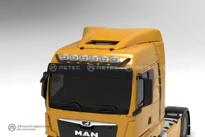 Střešní nerezový rám, kabeláž pro 6 světel | 6 fixní upínadla světel | 5 bílých LED | MAN TGX 07-, MAN TGX 20- Individual/Aero clona 20-, lakovaný