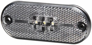 Boční obrysové LED světlo Hella s odrazkou 24V (čiré plexi) bílé