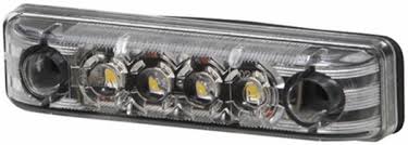 Přední obrysové LED světlo Hella 24V (čiré plexi) bílé