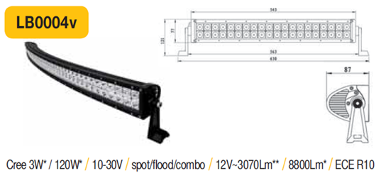 LED rampa 630mm ECE R10 120W 9-32V OBLOUK