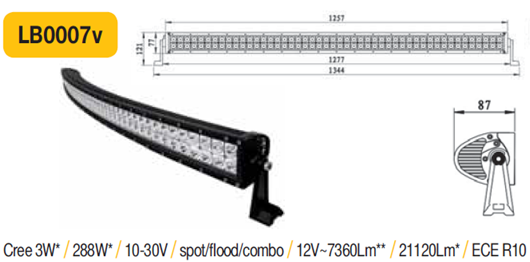 LED rampa 1344mm ECE R10 288W 9-32V OBLOUK
