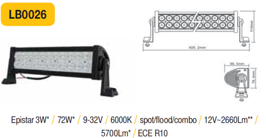 LED rampa 405mm ECE R10 72W 9-32V