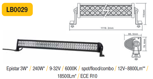 LED rampa 1119mm ECE R10 240W 9-32V
