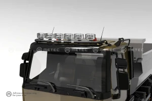 Střešní nerezový rám, 3 bílé a 2 oranžové LED, 6 upínadel, kabeláž, Renault T nízká kabina 21-, lakovaný