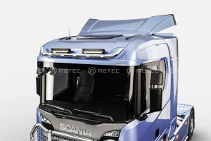 Střešní nerezový rám, 5 bílé LED, 4 fixní upínadla, Scania NTG S,R,P.G