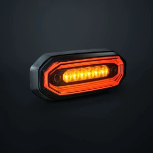 LED Výstražné světlo Strands FOR9T Aura, s pozičním světlem, 10-48V, ECE R10, R148, R65 - červená