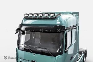 Střešní nerezový rám, kabeláž pro 6 světel | 6 Upínadel světel | 3 bílé a 4 oranžové LED | MERCEDES - BENZ ACTROS 11-, lakovaný