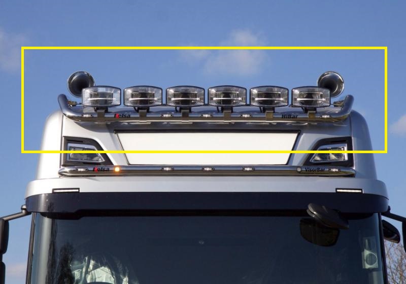 Střešní nerezový rám Kelsa HiBar Široký pro  Scania Next Generation R&S Vysoká kabina
