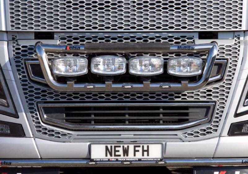 Přední nerezový rám Kelsa MultiBar High Mount pro  Volvo FH 2013-2020 Denní kabina, Globetrotter, Globetrotter XL