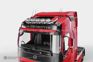 Střešní nerezový rám, kabeláž pro 5 světel | 5 Upínadel světla | 4 bílé LED | VOLVO FH 13-, FH 20-, FH AERO 24-