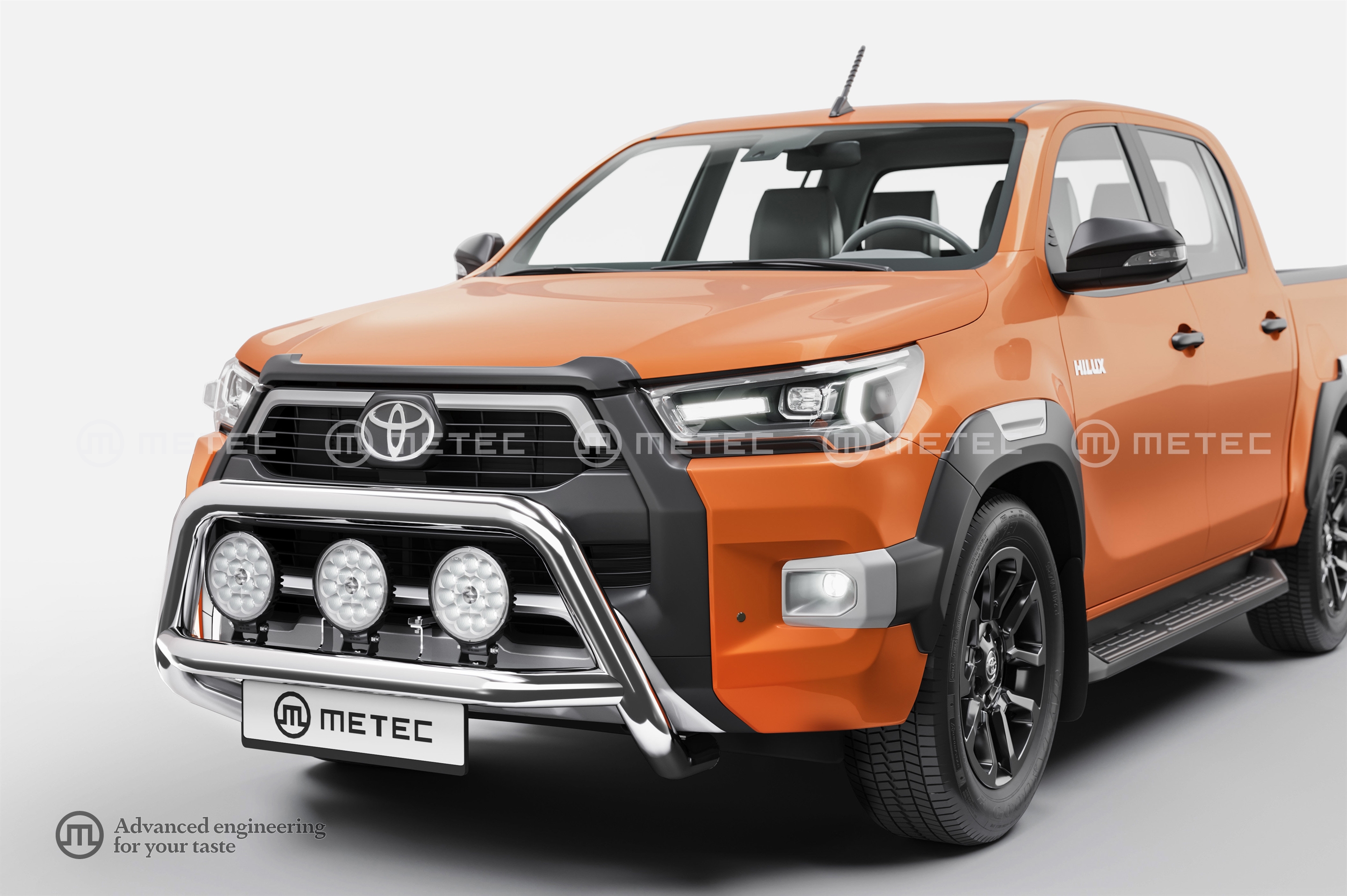 Přední ochranný rám velký ø76mm, 3 fixní upínadla světel | TOYOTA HILUX 21-