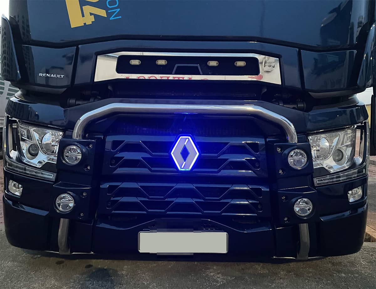 Nerezové podsvícené logo Renault T -2020 19x15cm, Studená bílá 24V