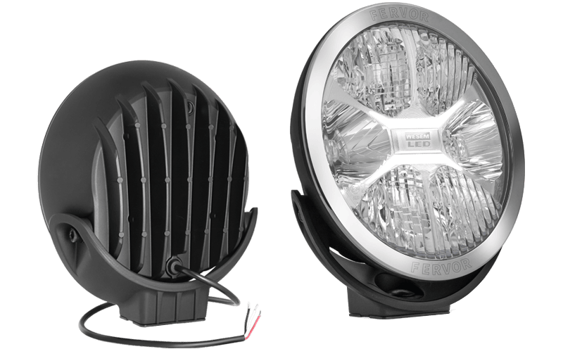 LED reflektor Wesem FERVOR 9", 220mm 2400lm, 12/24V, bílé poziční světlo