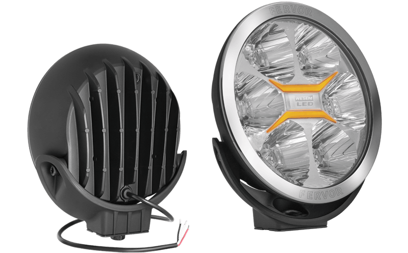 LED reflektor Wesem FERVOR 9", 220mm 2400lm, 12/24V, bílé a oranžové poziční světlo