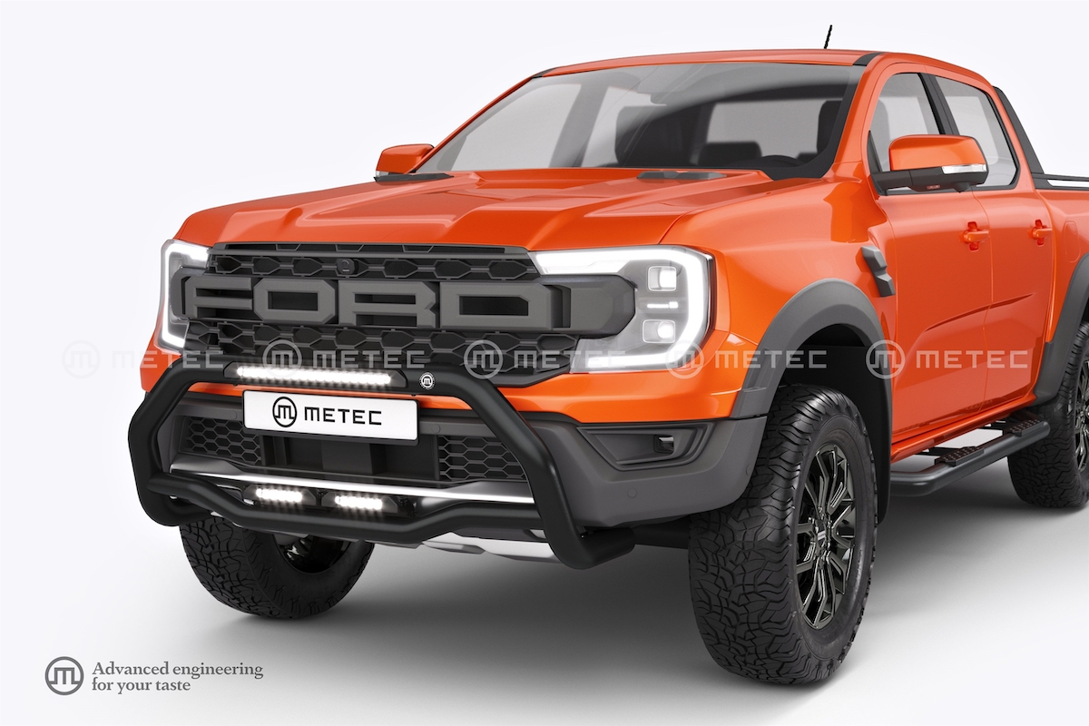 Přední ochranný rám "Lazer" černý Ø 76mm se světly pro FORD RANGER Raptor 2023-