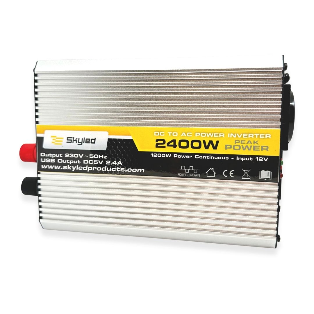 Měnič napětí Skyled 12V/230V, 2400W (1200W trvalý), modifikovaný Sinus