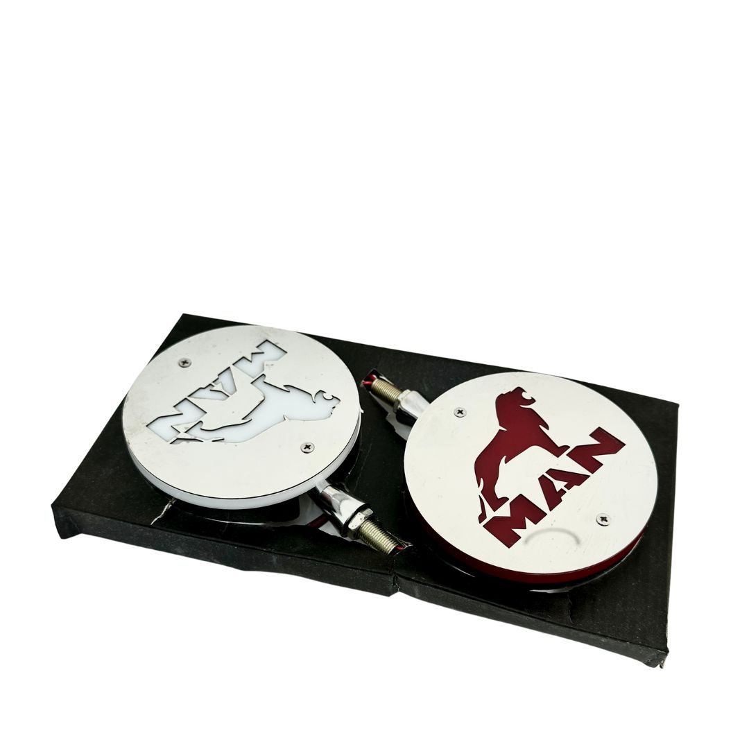 Světla pod zrcátko lollipop nerezové Man červená, bílá