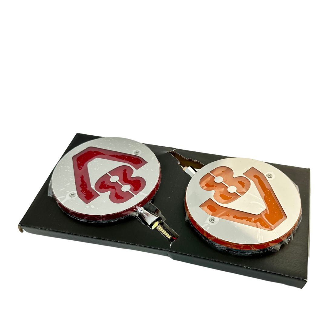 Světla pod zrcátko lollipop nerezové V8 červená, oranžová