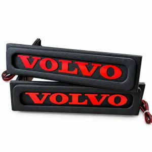 Podsvícené základny sedadel VOLVO, černé, červený nápis, červené podsvícení